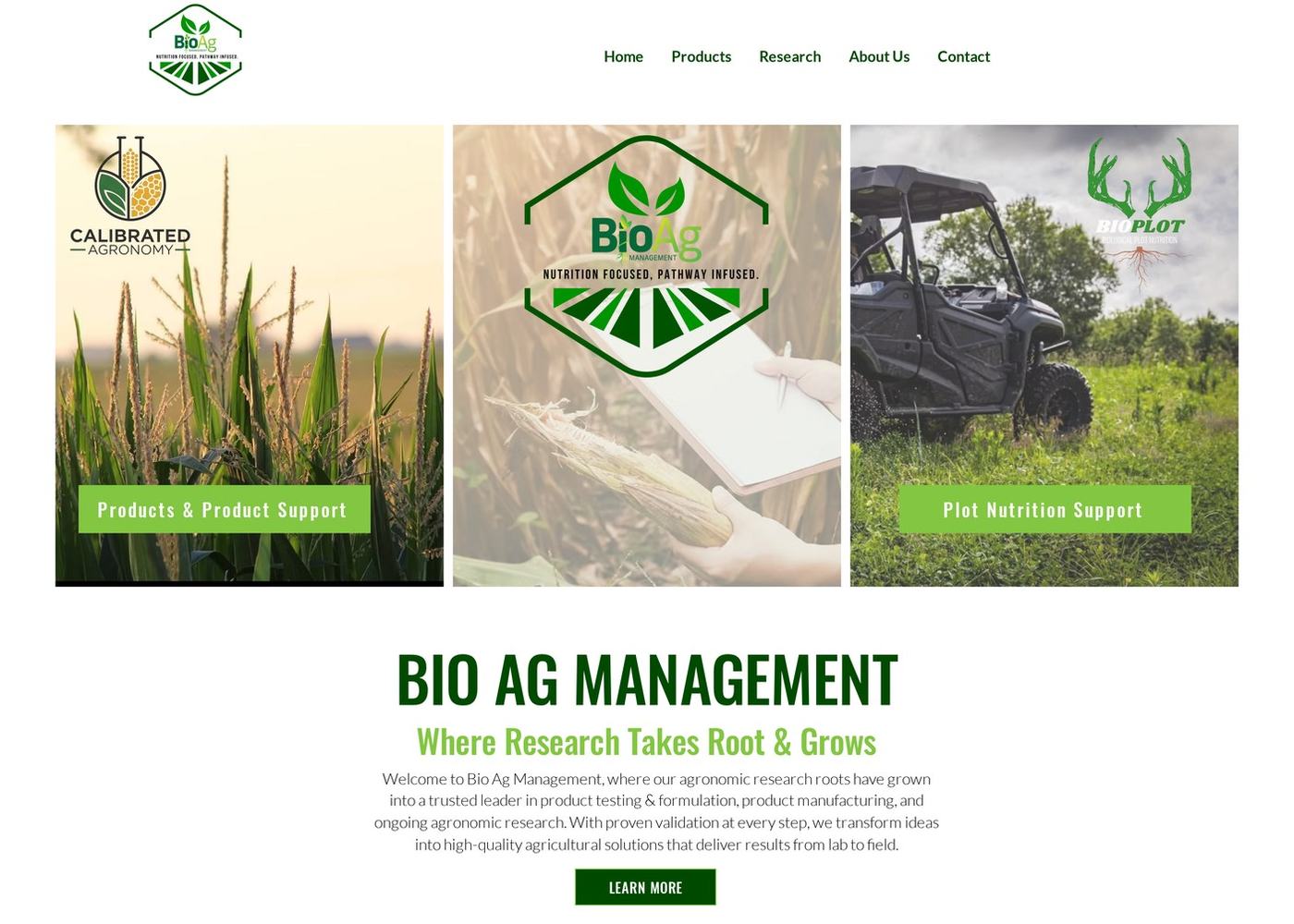 Bio Ag Management website homepage, Agricultural biologicals